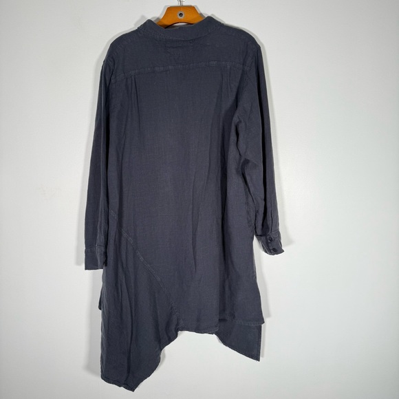 NWT Grizas Tunic 100% Linen Blue Lagenlook Asymmetrical Hem XL - Picture 2 of 14